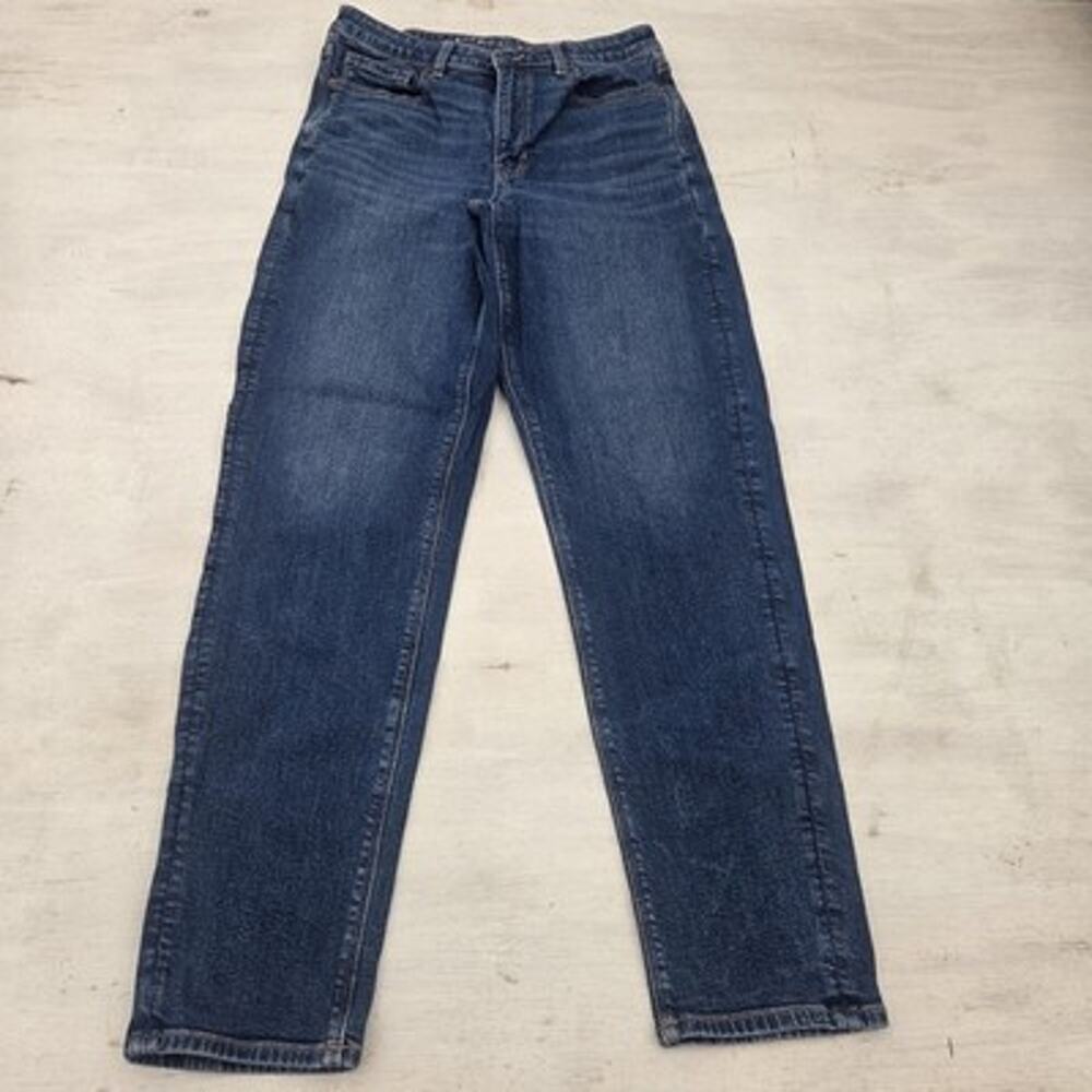 American Eagle Womens Mom Jean Size 12 X-Long Medium Distressed Straight